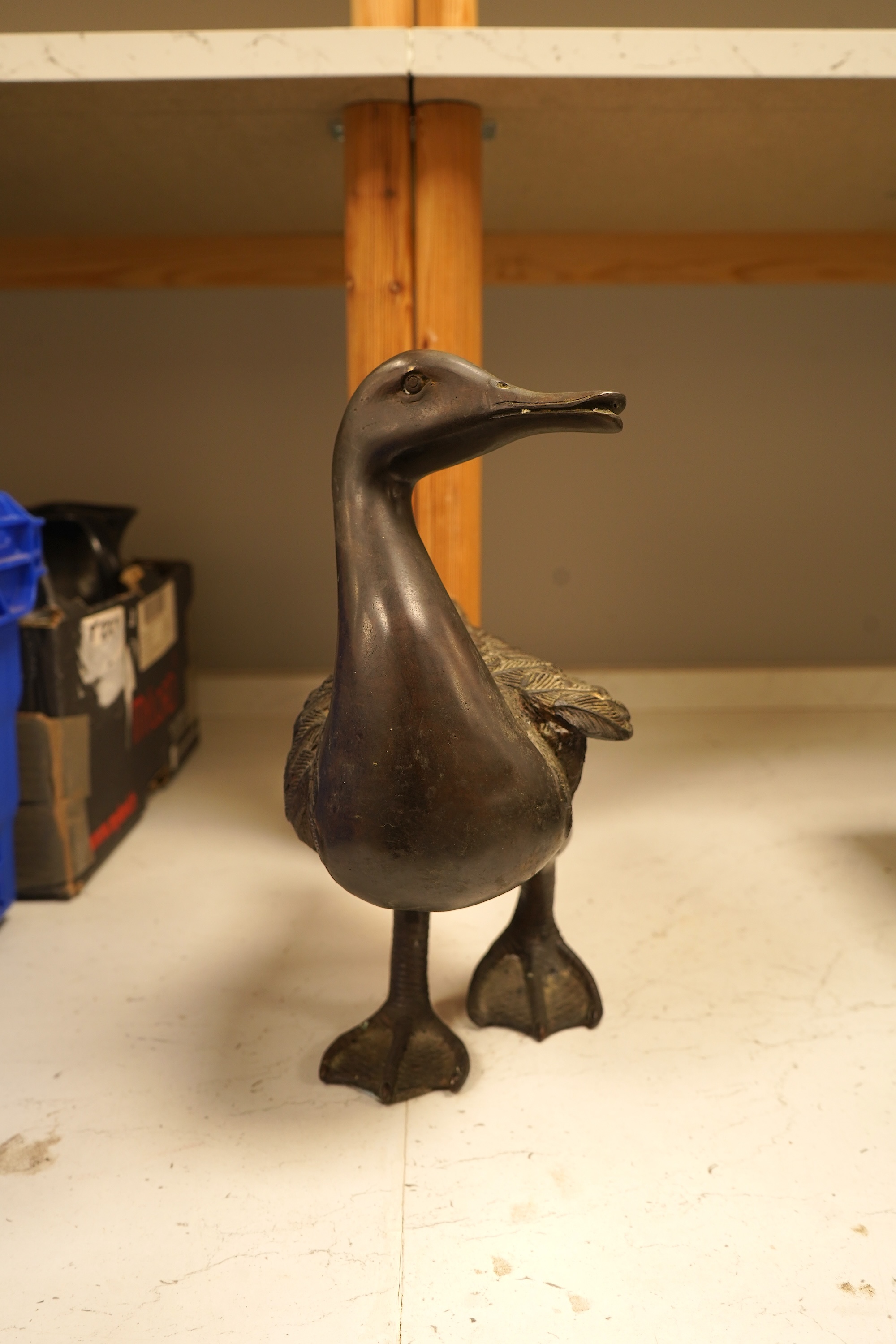 A bronze study of a duck, 30cm high